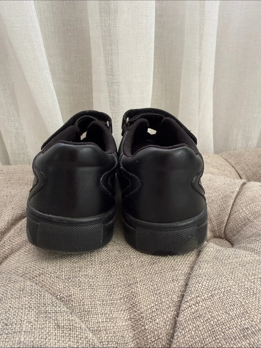 Nordstrom Kids Black Leather Hook-and-Loop School Sneakers